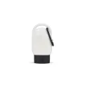 Variante Noir - Lotion solaire à mousqueton personnalisable SPF 30 avec logo - PP recyclé 30 ml