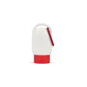 Variante Rouge - Lotion solaire à mousqueton personnalisable SPF 30 avec logo - PP recyclé 30 ml