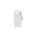 Variante Blanc - Lotion solaire à mousqueton personnalisable SPF 30 avec logo - PP recyclé 30 ml