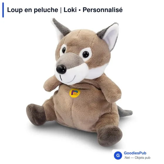 Loup en peluche personnalisable avec logo - Loki - Image 1