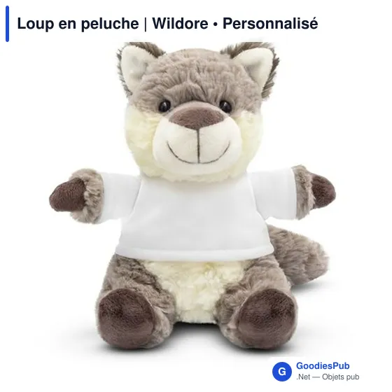 Peluche personnalisable Loup avec T-shirt pour logo - Wildore - Image 4