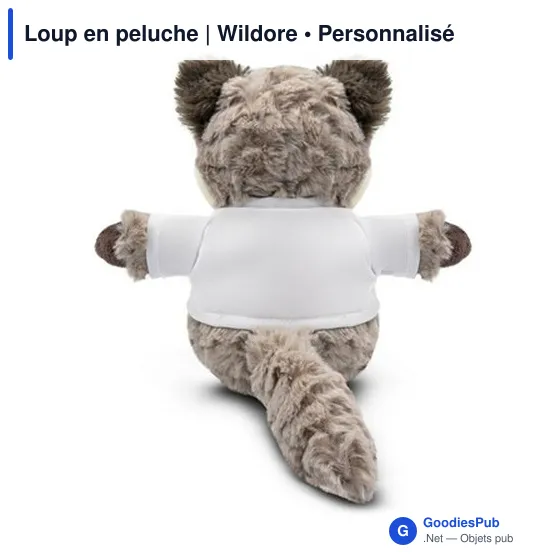 Peluche personnalisable Loup avec T-shirt pour logo - Wildore - Image 5