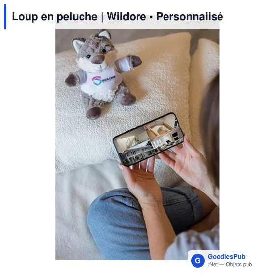 Peluche personnalisable Loup avec T-shirt pour logo - Wildore - Image 9