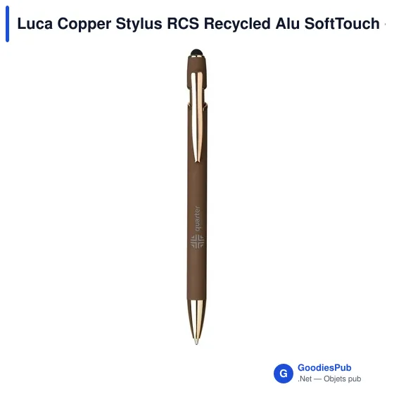 Stylo bille personnalisable en aluminium recyclé avec logo - Luca Copper Stylus - Image 1