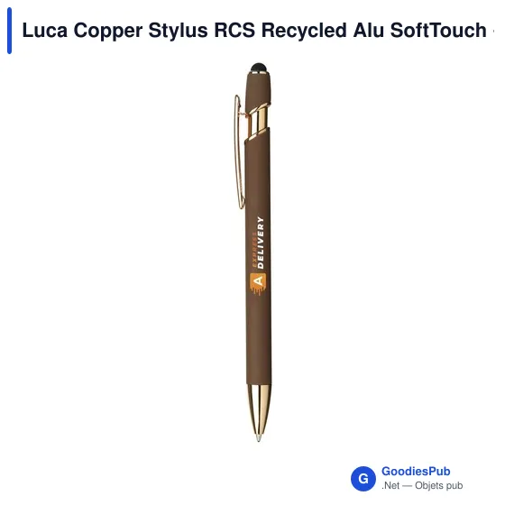 Stylo bille personnalisable en aluminium recyclé avec logo - Luca Copper Stylus - Image 2