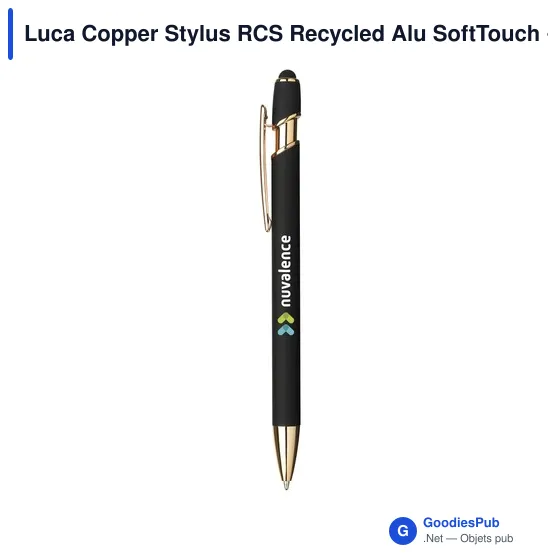 Stylo bille personnalisable en aluminium recyclé avec logo - Luca Copper Stylus - Image 5