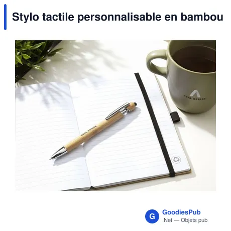 Stylo tactile personnalisable en bambou avec logo - Luca Touch