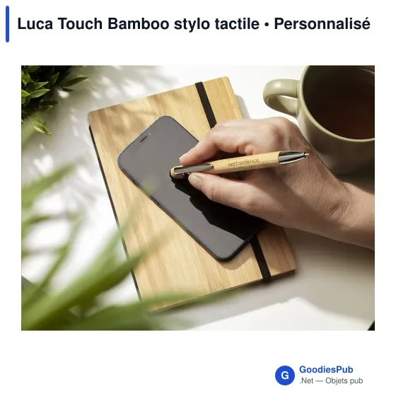 Stylo tactile personnalisable en bambou avec logo - Luca Touch - Image 2