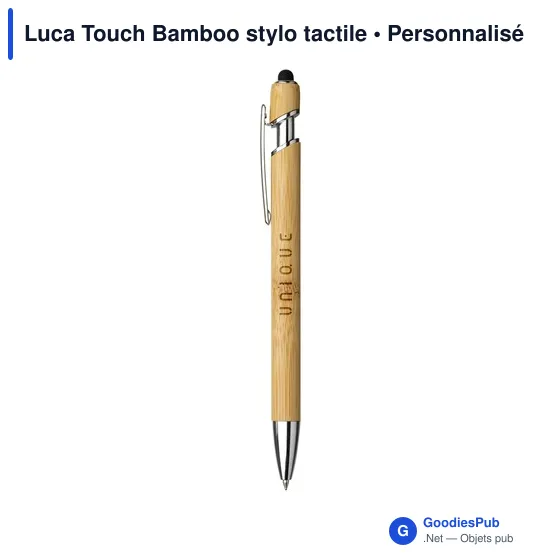 Stylo tactile personnalisable en bambou avec logo - Luca Touch - Image 3