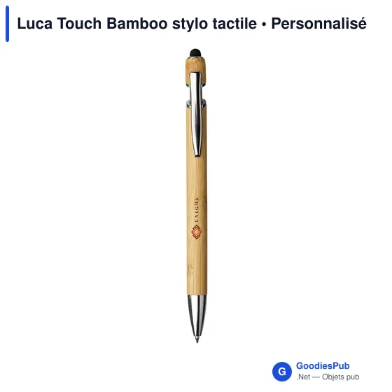 Stylo tactile personnalisable en bambou avec logo - Luca Touch - Image 4