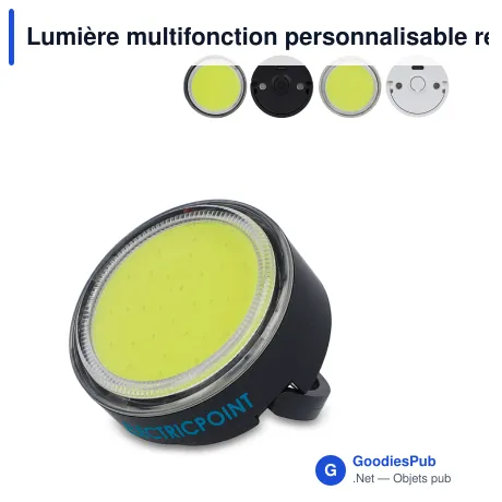 Lumière multifonction personnalisable rechargeable avec logo - R-ABS recyclé