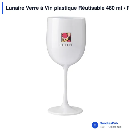 Verre à Vin Personnalisable en Plastique Réutilisable - Lunaireavec logo - Image 4