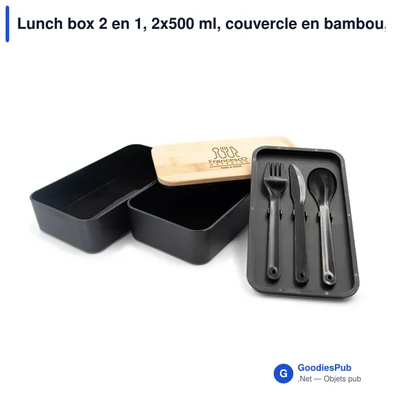 Boîte à lunch personnalisable 2 en 1 avec logo | Tijani - Image 1