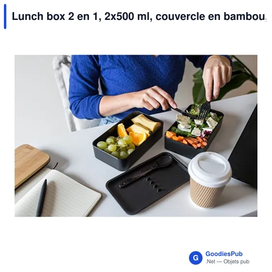 Boîte à lunch personnalisable 2 en 1 avec logo | Tijani - Image 2