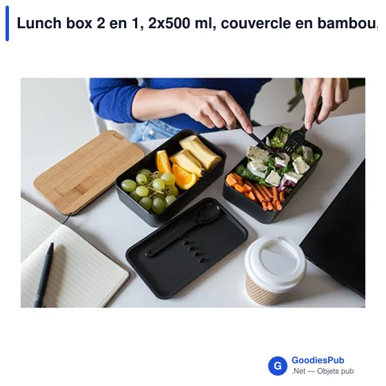 Boîte à lunch personnalisable 2 en 1 avec logo | Tijani - Image 12