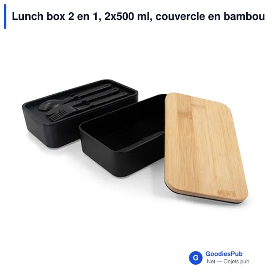 Boîte à lunch personnalisable 2 en 1 avec logo | Tijani - Image 4