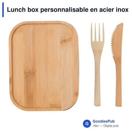 Lunch box personnalisable en acier inoxydable Esme avec logo