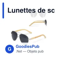 Lunettes de soleil aviateur personnalisables à branches en bambou avec logo - Miniature 1