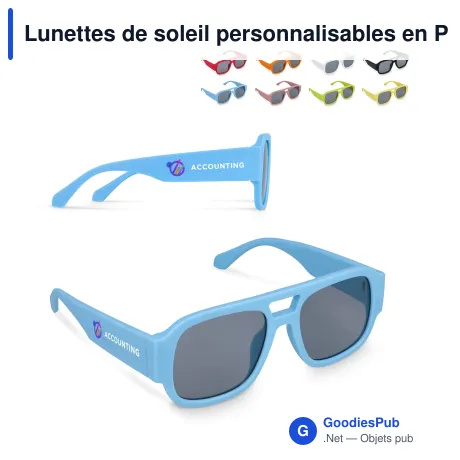 Lunettes de soleil personnalisables en PC recyclé UV400 avec logo - Bastian
