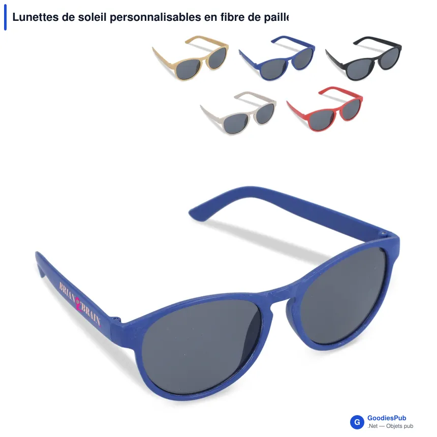 Lunettes de soleil personnalisables en fibre de paille UV400 avec logo - Earth - Image 1