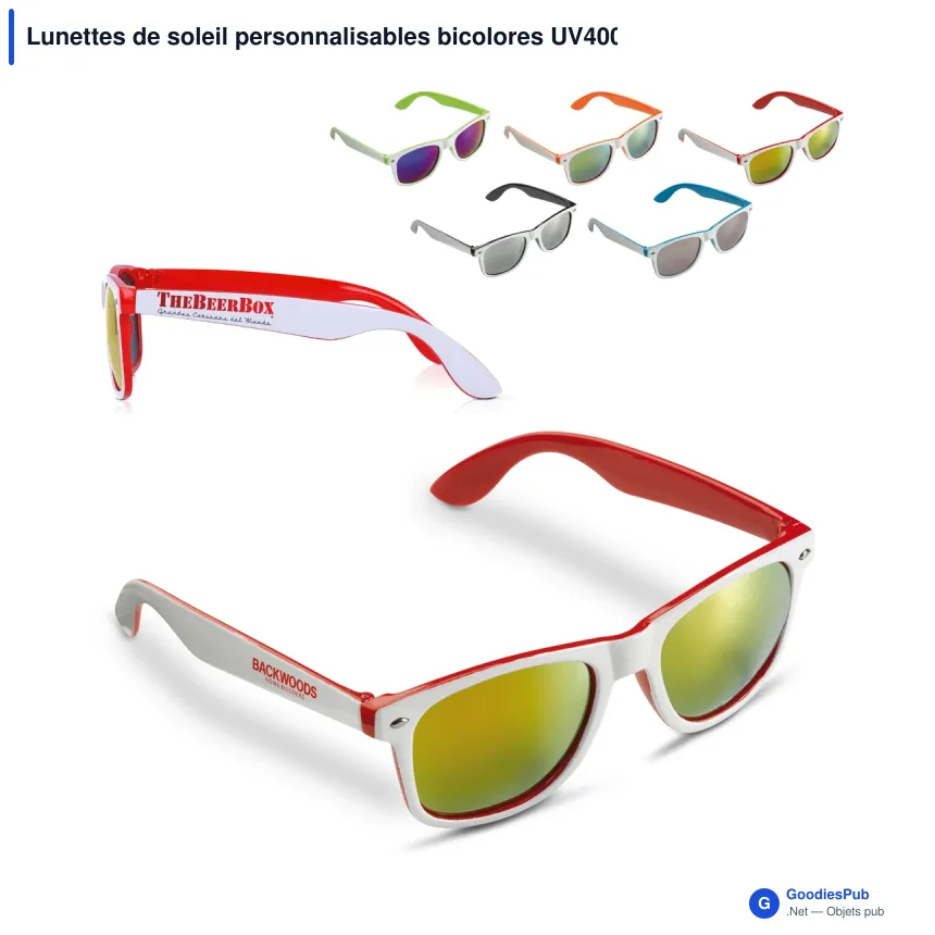 Lunettes de soleil personnalisables bicolores UV400 avec logo - Jeffrey - Image 1