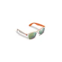 Variante Blanc / Orange - Lunettes de soleil personnalisables bicolores UV400 avec logo - Jeffrey