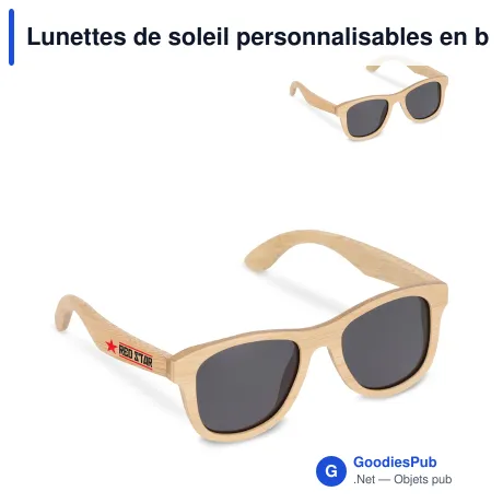 Lunettes de soleil personnalisables en bambou UV400 avec logo - Justin