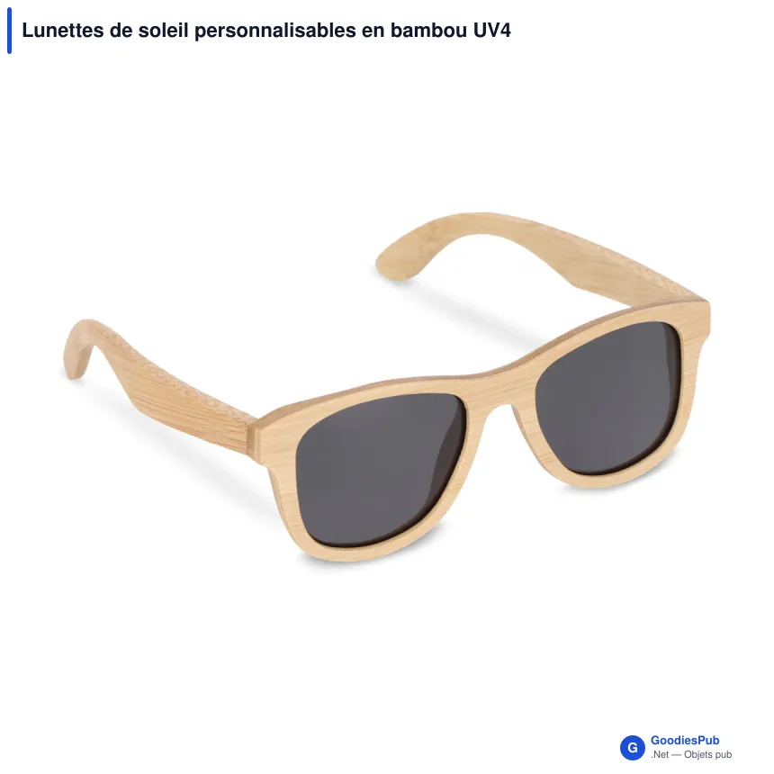 Lunettes de soleil personnalisables en bambou UV400 avec logo - Justin - Image 2