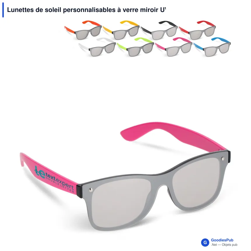 Lunettes de soleil personnalisables à verre miroir UV400 avec logo - Justin - Image 1