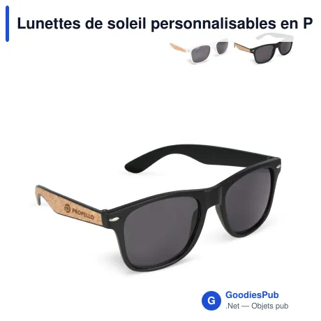 Lunettes de soleil personnalisables en PC recyclé et liège avec logo - Justin