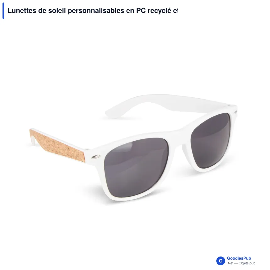 Lunettes de soleil personnalisables en PC recyclé et liège avec logo - Justin - Image 2