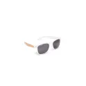 Variante Blanc - Lunettes de soleil personnalisables en PC recyclé et liège avec logo - Justin