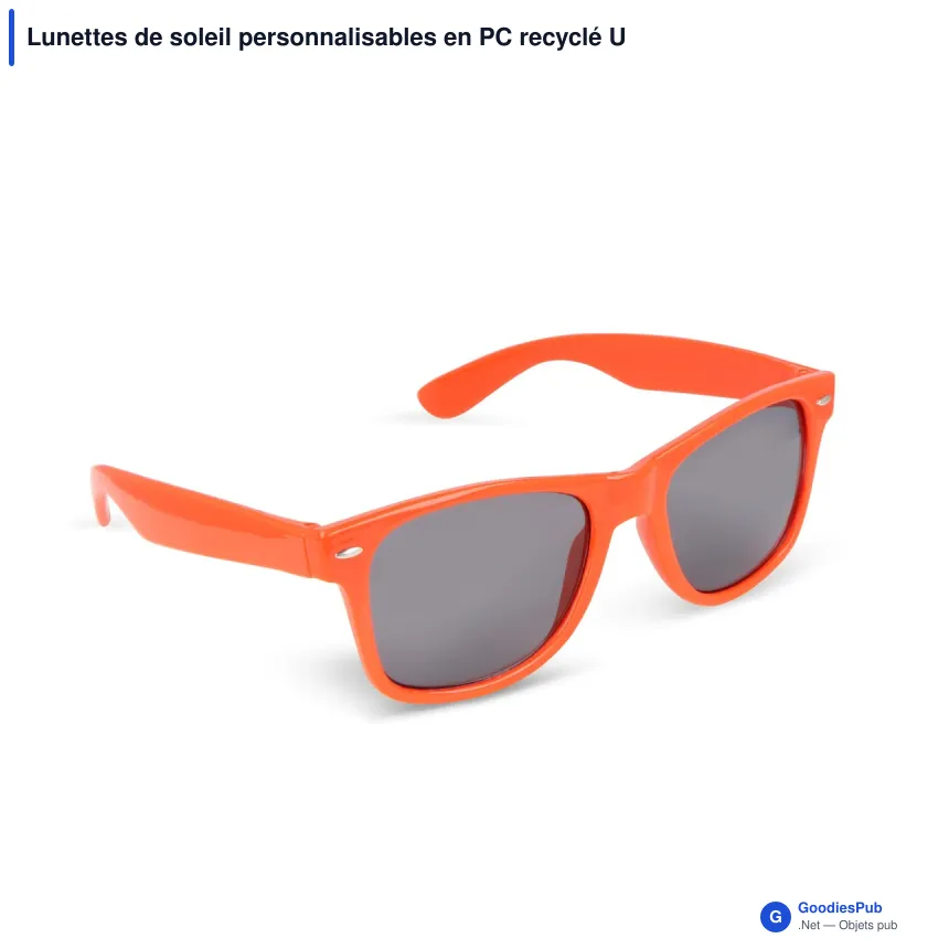 Lunettes de soleil personnalisables en PC recyclé UV400 avec logo - Justin - Image 4