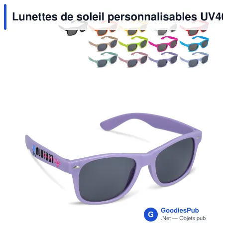 Lunettes de soleil personnalisables UV400 en polycarbonate avec logo - Justin