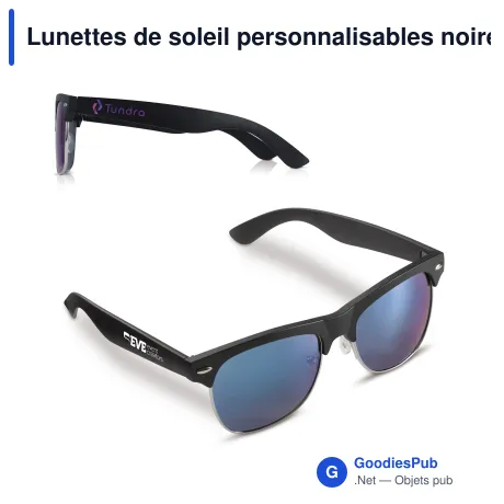 Lunettes de soleil personnalisables noires UV400 avec logo - Marty