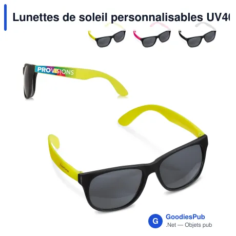 Lunettes de soleil personnalisables UV400 bicolores avec logo - Neon