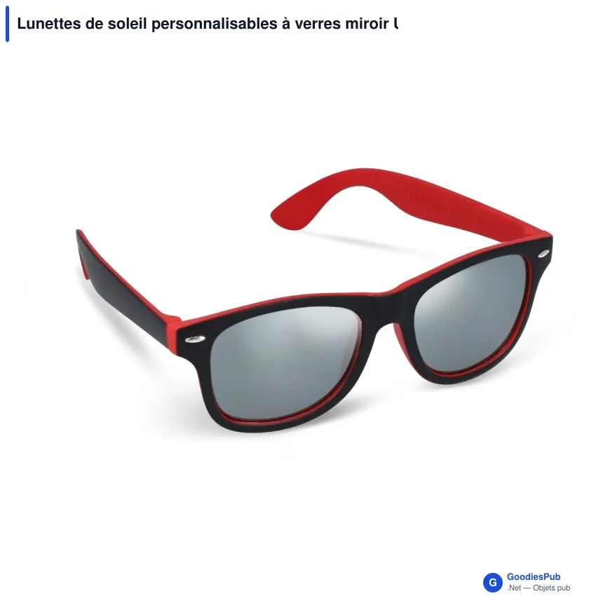 Lunettes de soleil personnalisables à verres miroir UV400 avec logo - Tate - Image 2