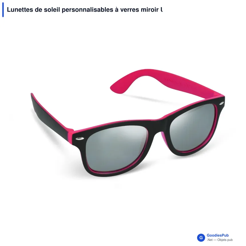 Lunettes de soleil personnalisables à verres miroir UV400 avec logo - Tate - Image 3