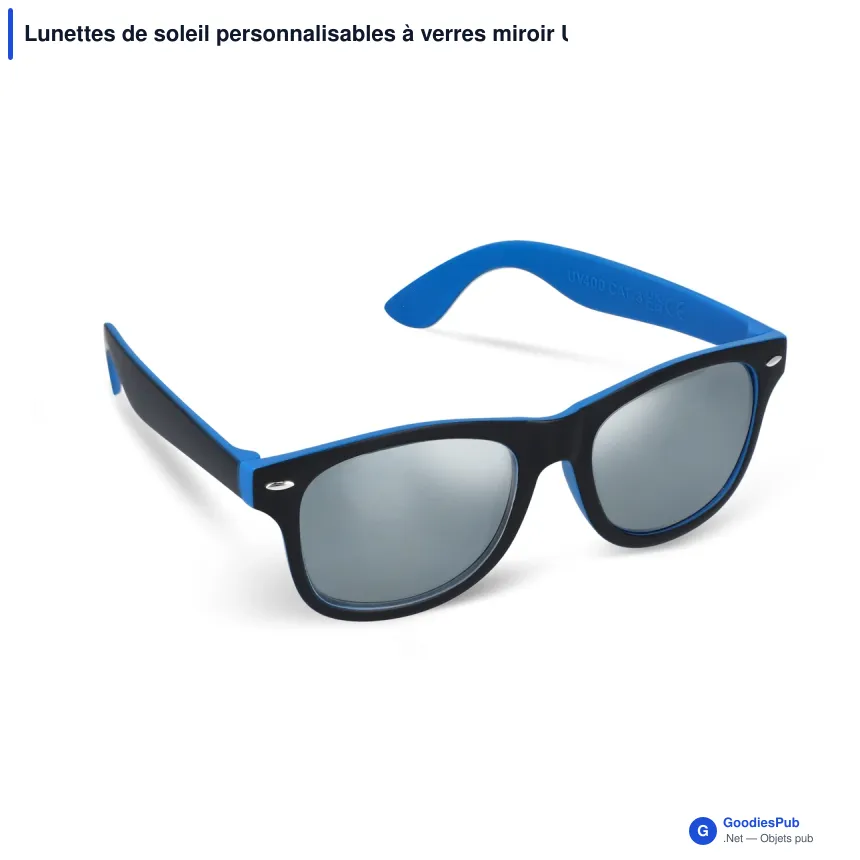 Lunettes de soleil personnalisables à verres miroir UV400 avec logo - Tate - Image 8