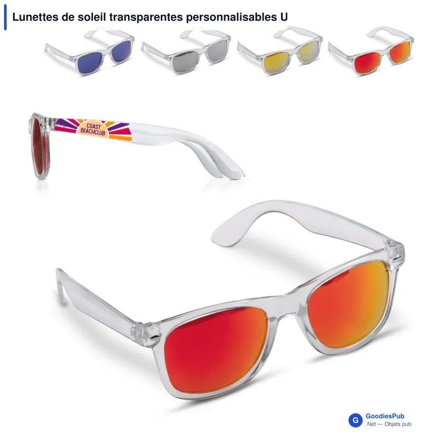 Lunettes de soleil transparentes personnalisables UV400 avec logo - Bradley - Image 1
