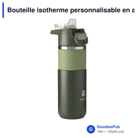 Bouteille isotherme personnalisable en acier inoxydable recyclé - Lynn RCSavec logo
