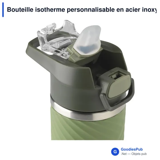Bouteille isotherme personnalisable en acier inoxydable recyclé - Lynn RCSavec logo - Image 2