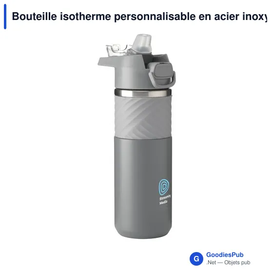 Bouteille isotherme personnalisable en acier inoxydable recyclé - Lynn RCSavec logo - Image 11