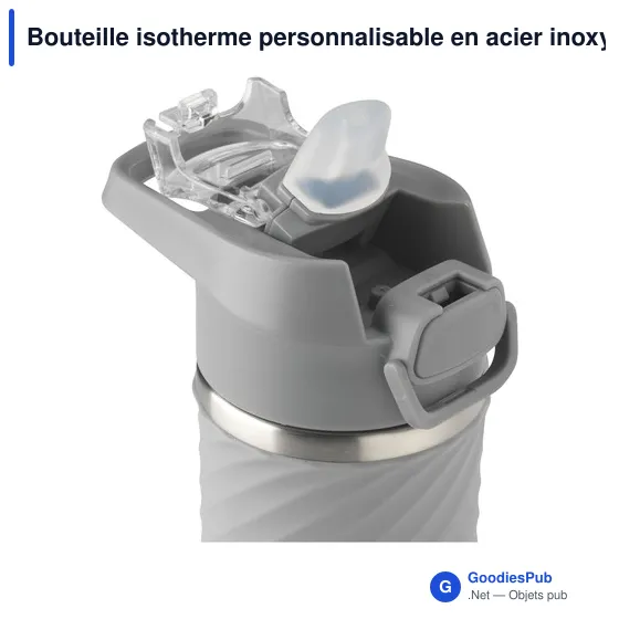 Bouteille isotherme personnalisable en acier inoxydable recyclé - Lynn RCSavec logo - Image 12