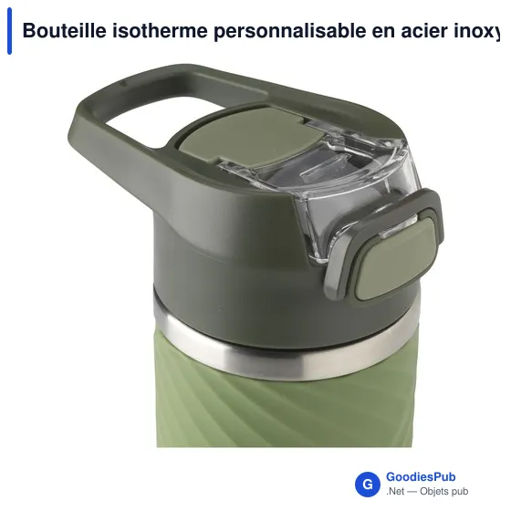 Bouteille isotherme personnalisable en acier inoxydable recyclé - Lynn RCSavec logo - Image 3