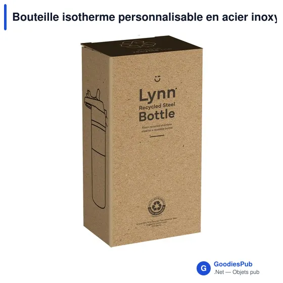 Bouteille isotherme personnalisable en acier inoxydable recyclé - Lynn RCSavec logo - Image 4