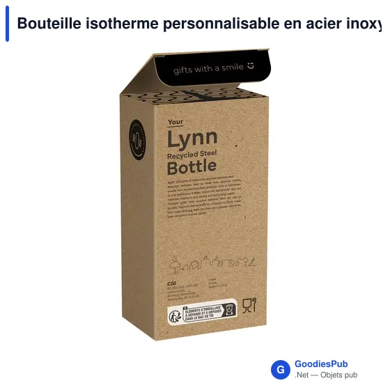 Bouteille isotherme personnalisable en acier inoxydable recyclé - Lynn RCSavec logo - Image 5