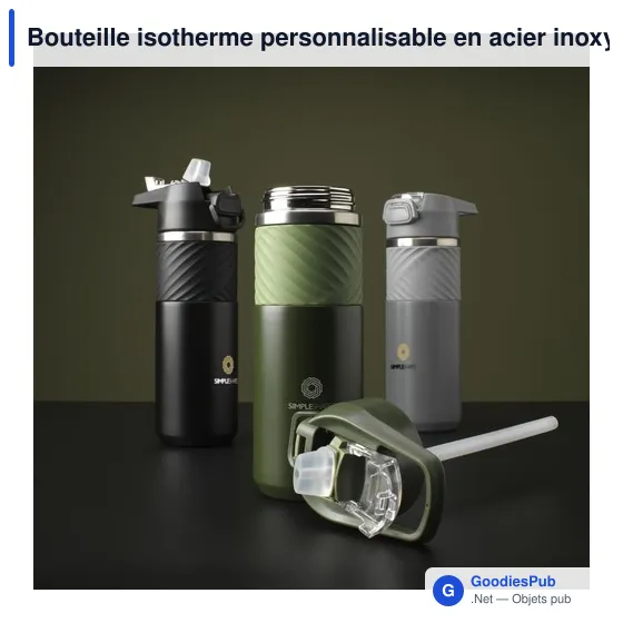 Bouteille isotherme personnalisable en acier inoxydable recyclé - Lynn RCSavec logo - Image 6