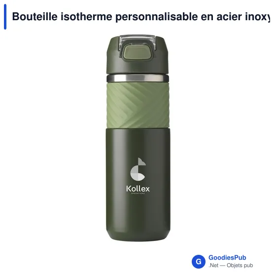 Bouteille isotherme personnalisable en acier inoxydable recyclé - Lynn RCSavec logo - Image 8