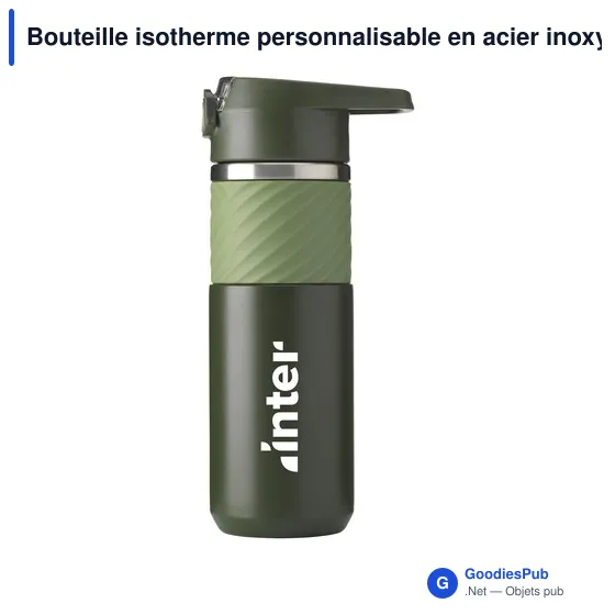 Bouteille isotherme personnalisable en acier inoxydable recyclé - Lynn RCSavec logo - Image 9
